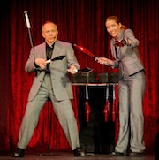 two corporate comedy jugglers